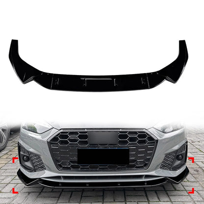 Glossy Black Front Bumper Splitter Spoiler Lip For Audi A5 Sline S5 8W6 2020-24