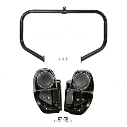 Engine Guard Bar Lower Vented Fairing Speaker Pod For Harley Electra Glide 14-Up