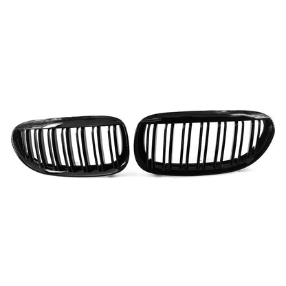 2PCS Front Kidney Bumper Grille For BMW E63 E64 650i M6 2004-2010 Gloss Black US