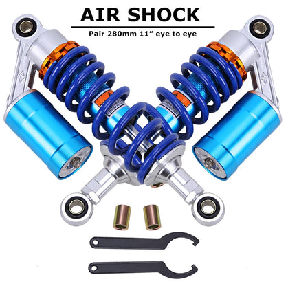 Pair 280mm 11" Motorcycle ATV Quad Bike Air Shock Absorbers Suspension Universal