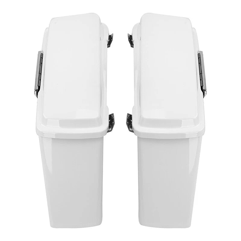 White Hard Saddlebags & Conversion Bracket For Harley Softail Fatboy FLST 84-17