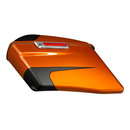4"Stretched Saddlebags For Harley Street Glide 14-23 Scorched Orange/Black Denim