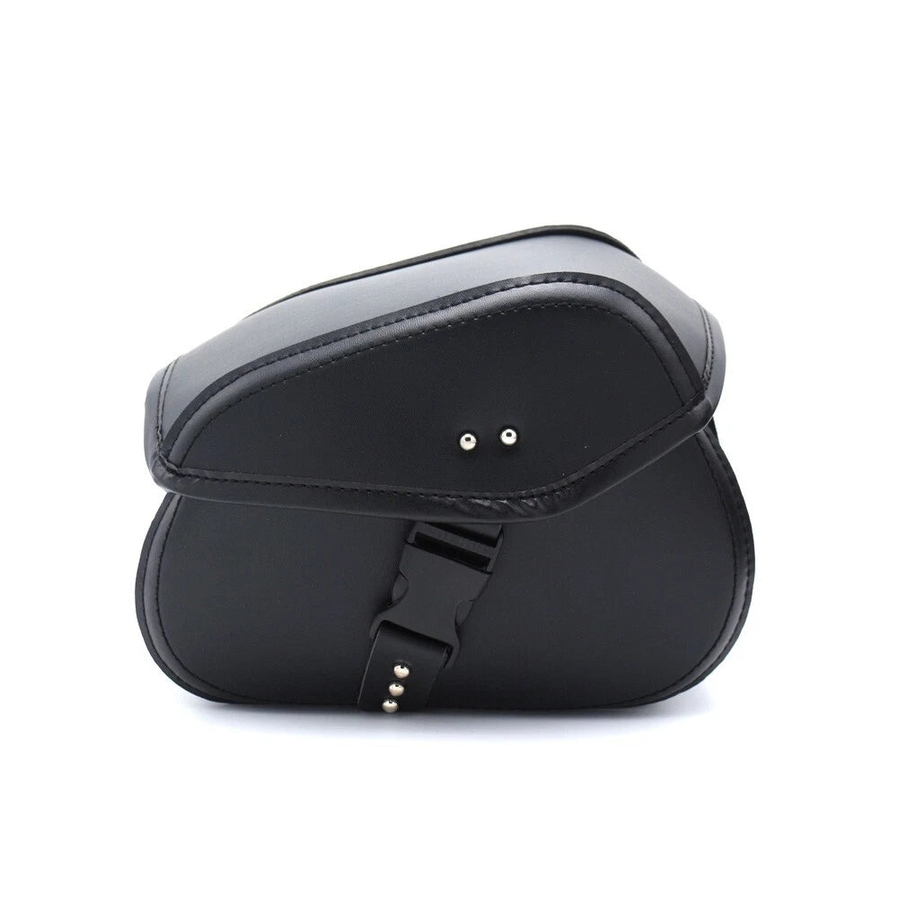 2PCS PU Leather Motorcycle Panniers Tool Bag Luggage Side Bags Saddle Bag Black