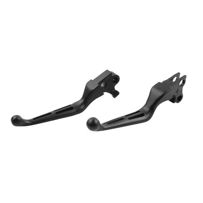 Brake Lever Set Slotted Clutch Levers Fit For Harley Davidson 1996-2017 Black