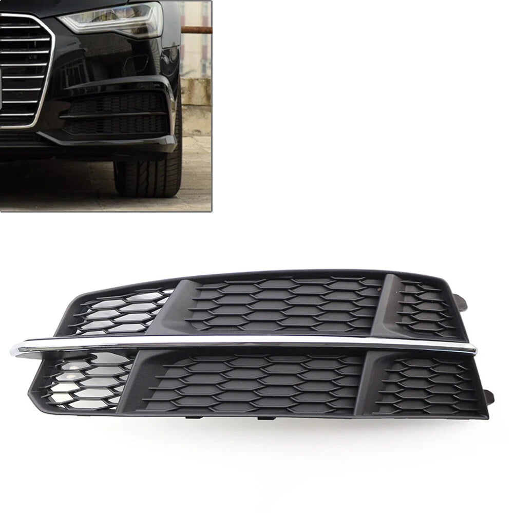 Left Front Bumper Lower Side Grille Fit Audi A6 C7 SLine 2014-2018 Black Chrome