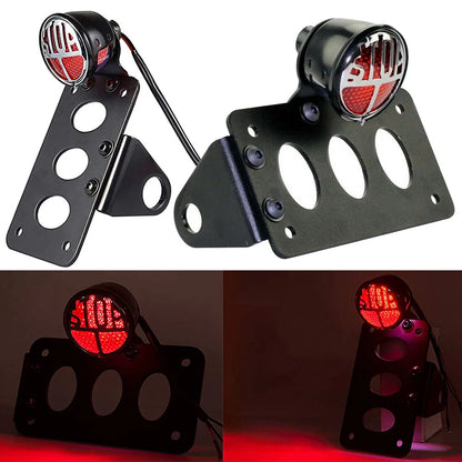 3/4" License Plate Bracket With Tail Brake Light Lamp for Harley Chopper Bobber