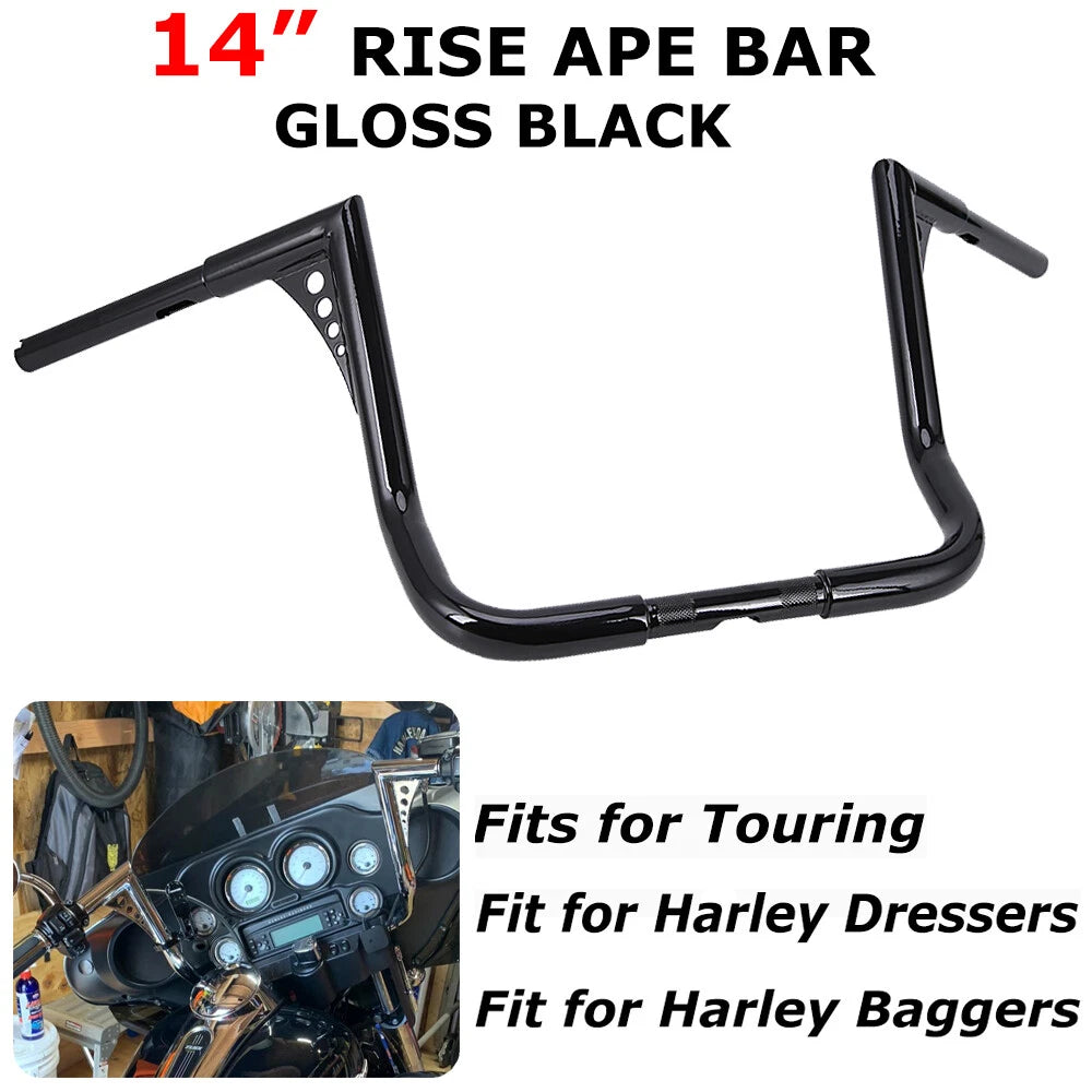 1-1/4" 14" Rise Ape Hanger Handlebar For Harley Touring Electra Glide FLHT 82-UP