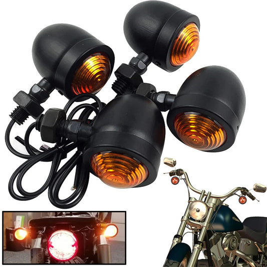 4X Motorcycle Bullet Turn Signal Light Blinker For Harley Honda Bobber Cafe Race
