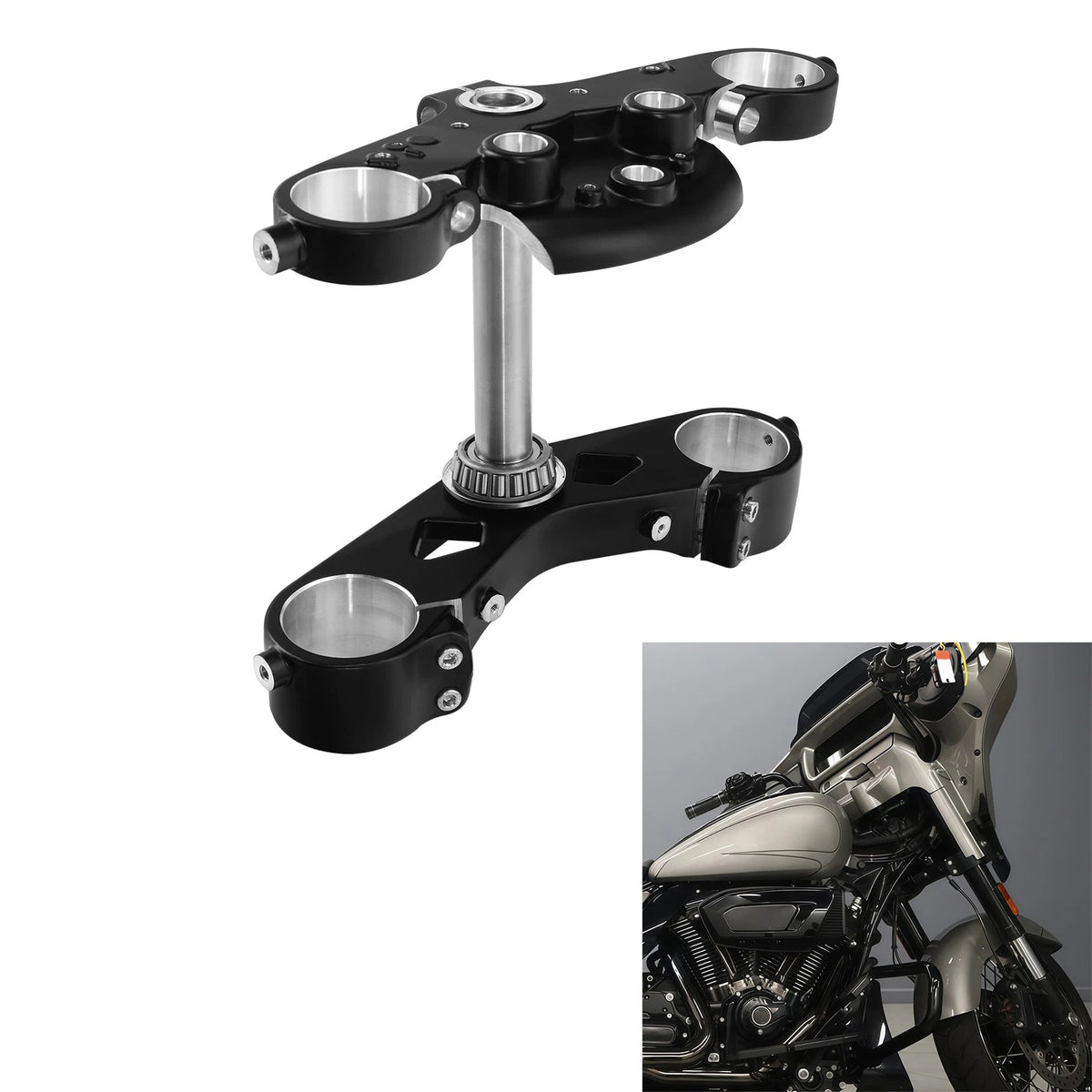 Upper Lower Triple Tree Steering Stem For Harley Touring CVO Street Glide 23-26