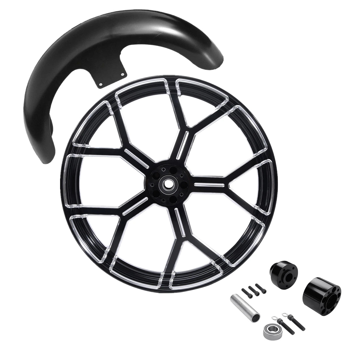 21" Wheel Rim Single Disc Hub &Front Fender Fit For Harley Road Glide King 08-13