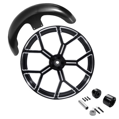 21" Wheel Rim Single Disc Hub &Front Fender Fit For Harley Road Glide King 08-13