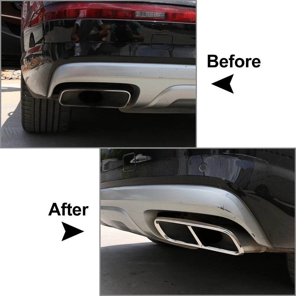 Rear Exhaust Muffler Tail Pipe Cover Trim For Audi Q7 2016-19 Black Stainless US