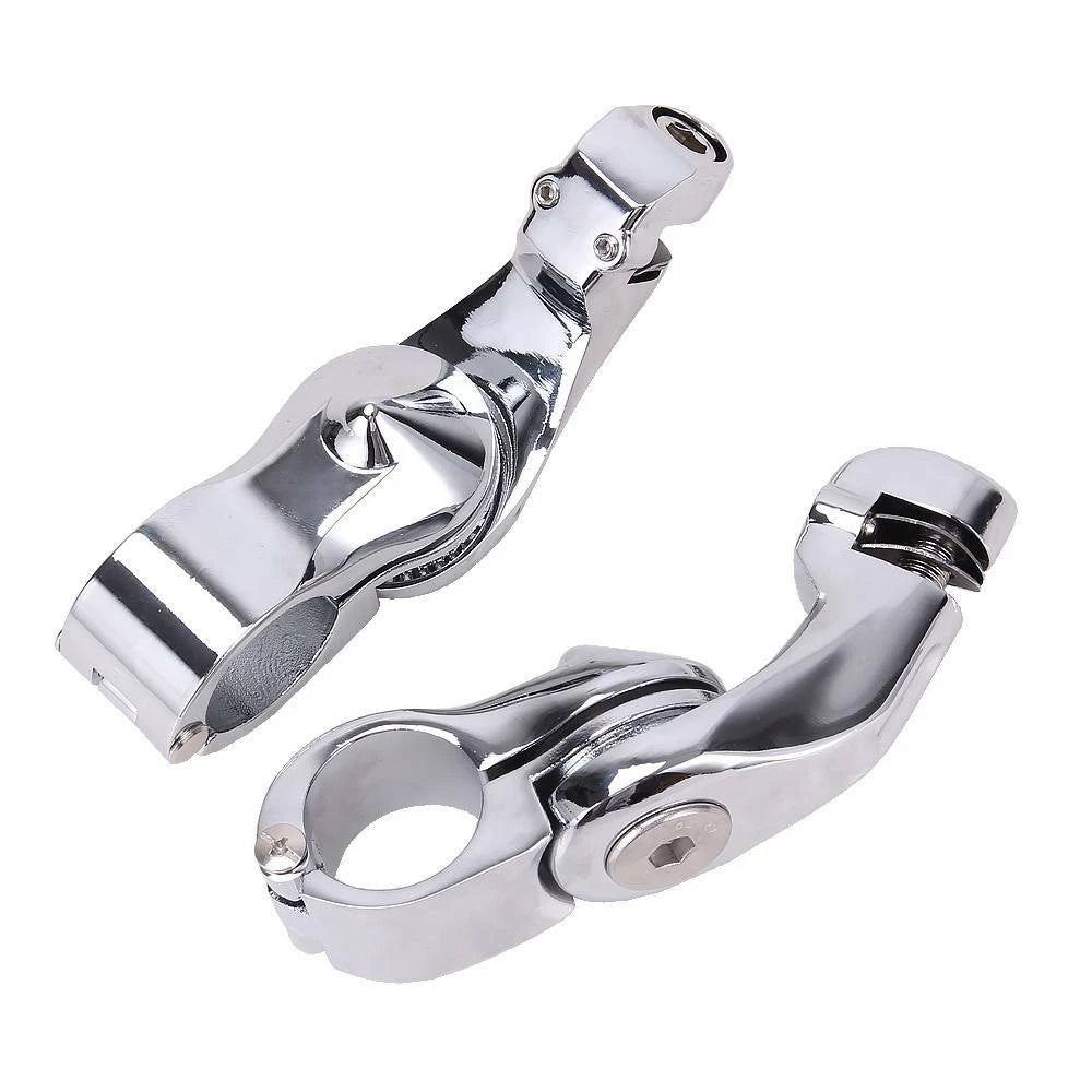 Chrome 1-1/4" Adjustable Highway Short Foot Pegs Mounting Fit For Harley Touring