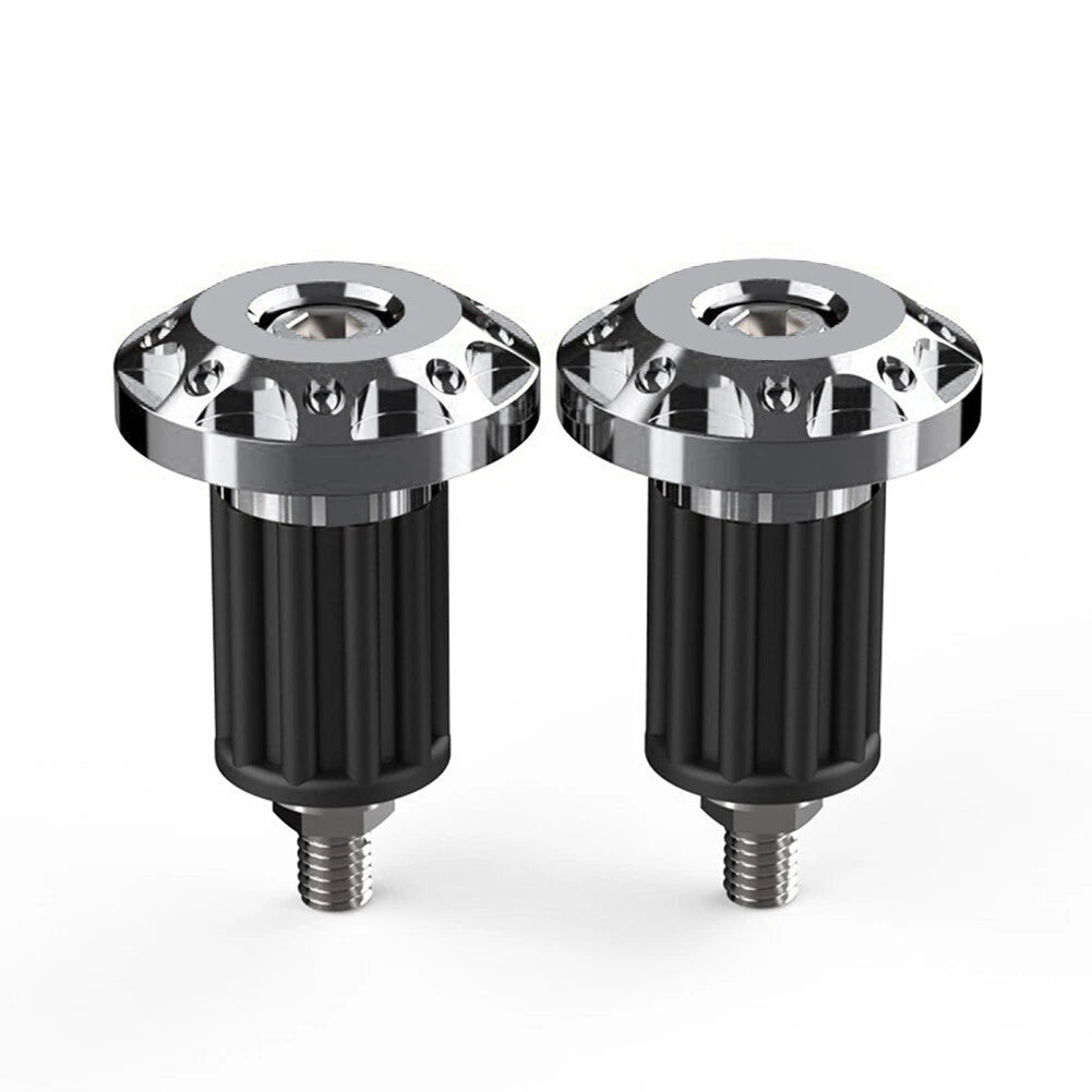 2x 7/8'' Motor Dirt Bike Handlebar Grips Handle Bar End Cap Plugs Slider Silver