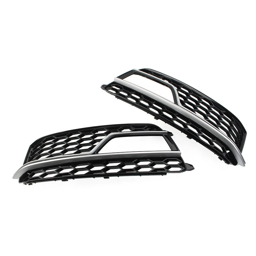1 Pair Front Bumper Mesh Fog Light Grille Cover For Audi A5 S5 2013-2017