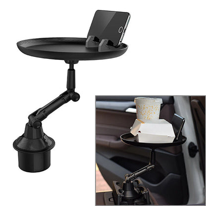 Cup Drink Holder Table Tray w/ Cell Phone Slot Coffee Stand Food Tray Long Style