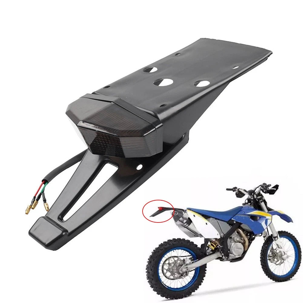 Motorcycle Rear Mudguard Brake Tail Light License Plate Lamp For Dirt Bike Smoke