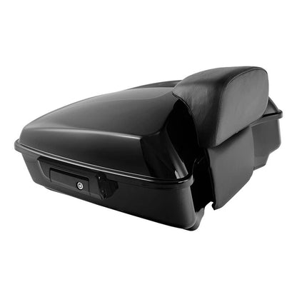 Black Chopped Trunk Mount Rack Backrest Pad Fit For Harley Fat Boy Deluxe 08-16