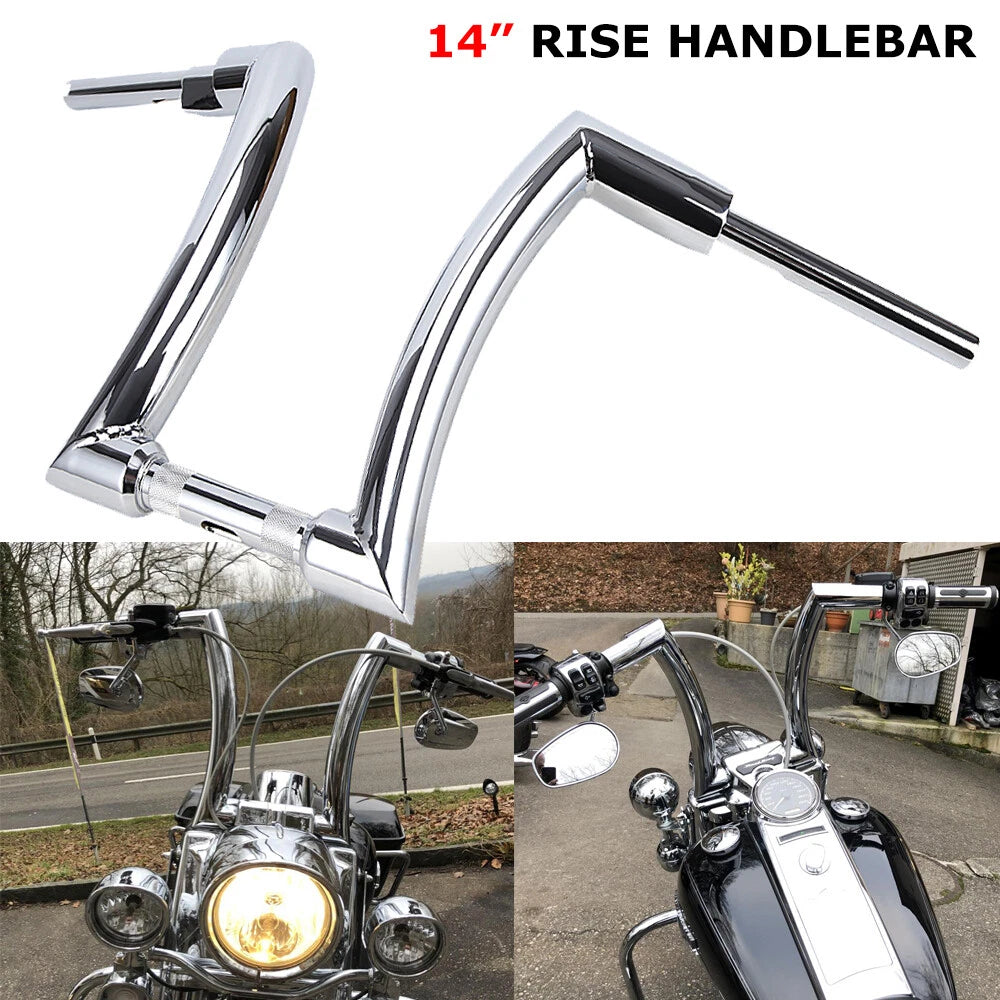 14" Rise 2'' Ape Hanger Bar Handlebar For Harley Road King Softail Sportster XL