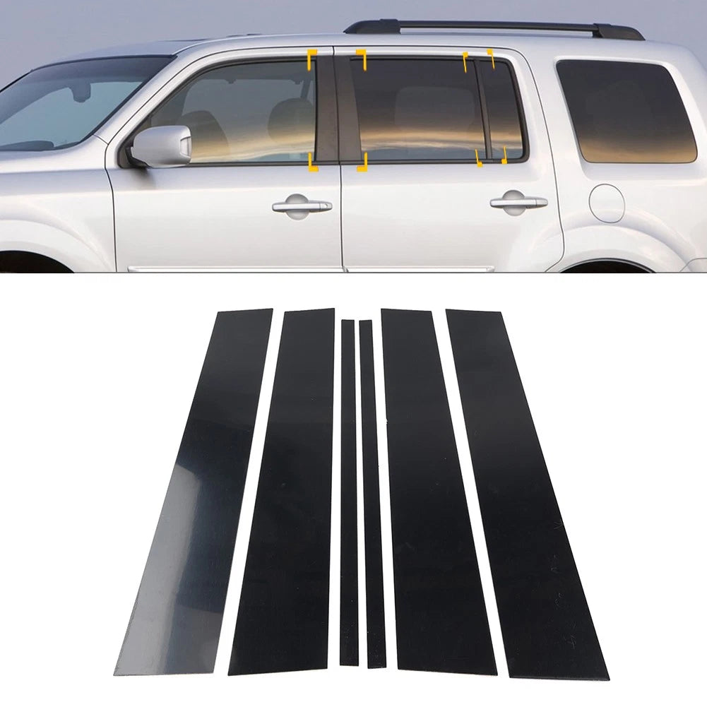6PCS Pillar Post Door Window Cover Trim Kit Fit Honda Pilot Ridgeline 2009-2015