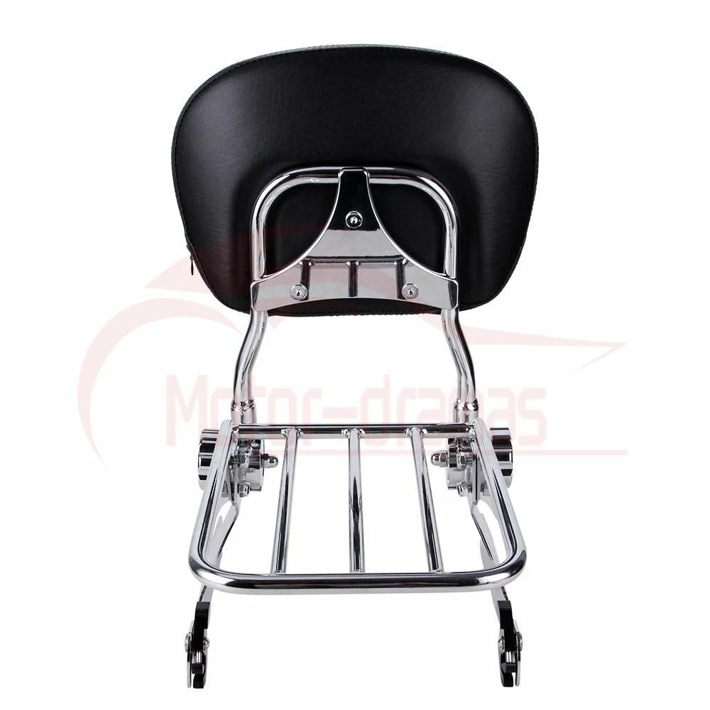 Passenger Adjustable Backrest Sissy Bar Luggage Rack For Harley Dyna FXD 2002-05