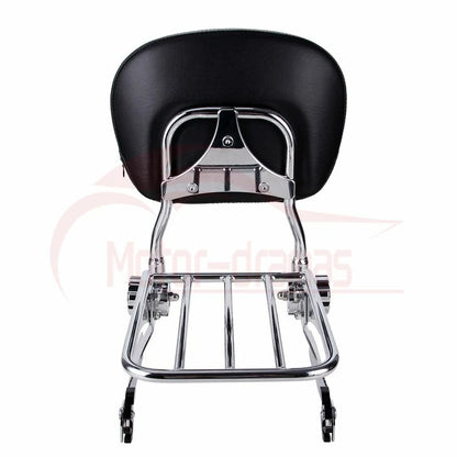 Passenger Adjustable Backrest Sissy Bar Luggage Rack For Harley Dyna FXD 2002-05