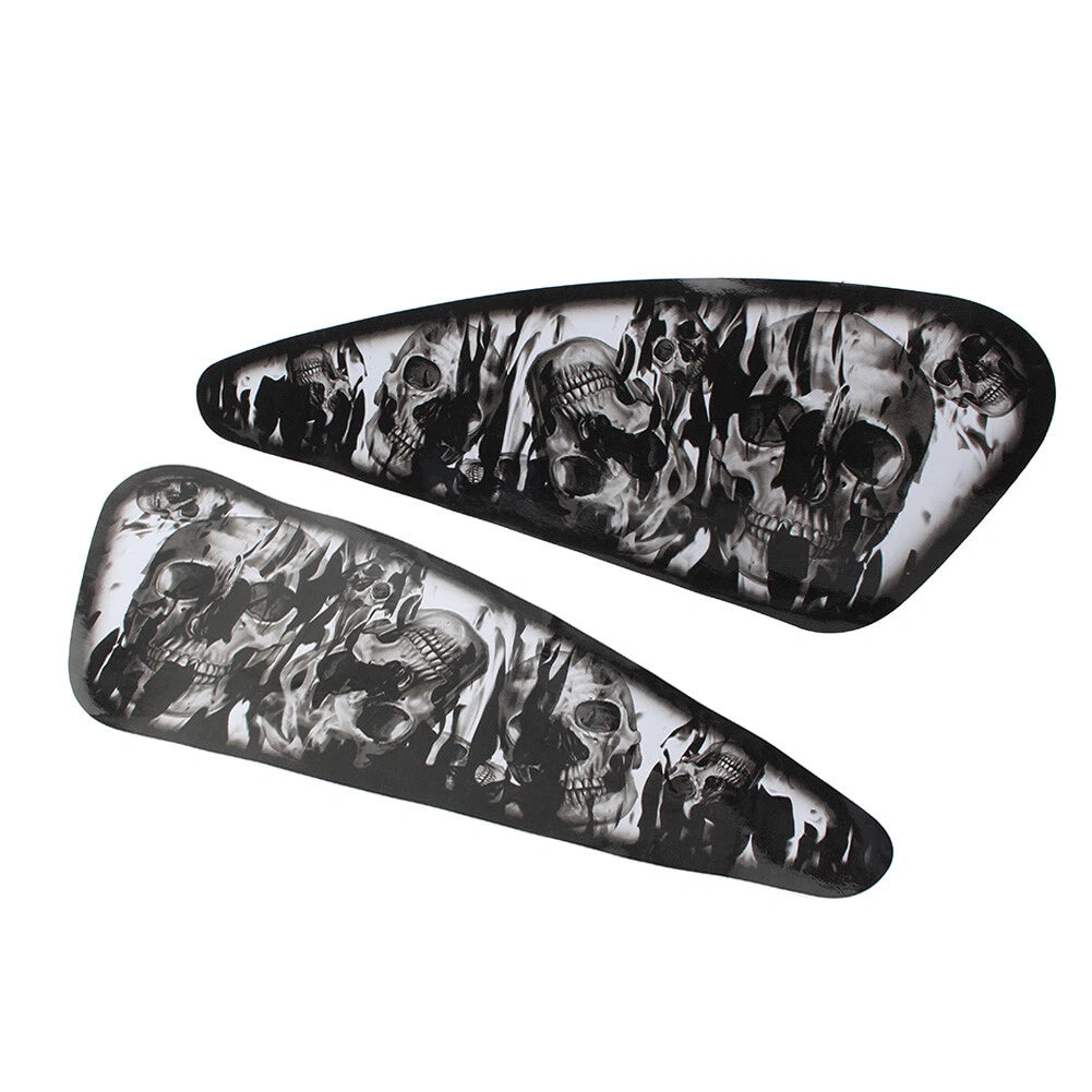 Fuel Gas Tank Decals Skull Stickers For Harley XL883 1200 Motor Pair Black USA