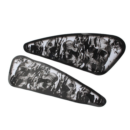 Fuel Gas Tank Decals Skull Stickers For Harley XL883 1200 Motor Pair Black USA