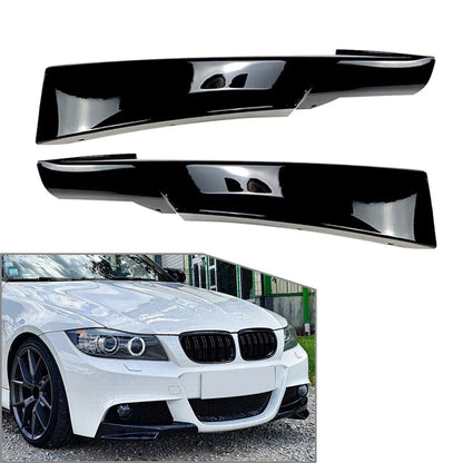 Front Bumper Lip Corner Splitters For BMW E90 E91 LCI M-Tech 2009-13 Gloss Black