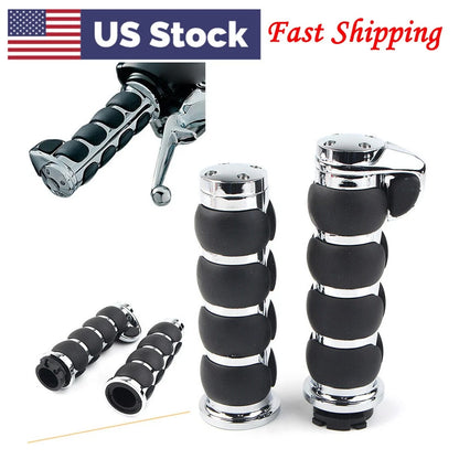 1 Pair Handle Bar Hand Grip For Motorcycle Cruiser Bike Chopper 1" Universal Fit