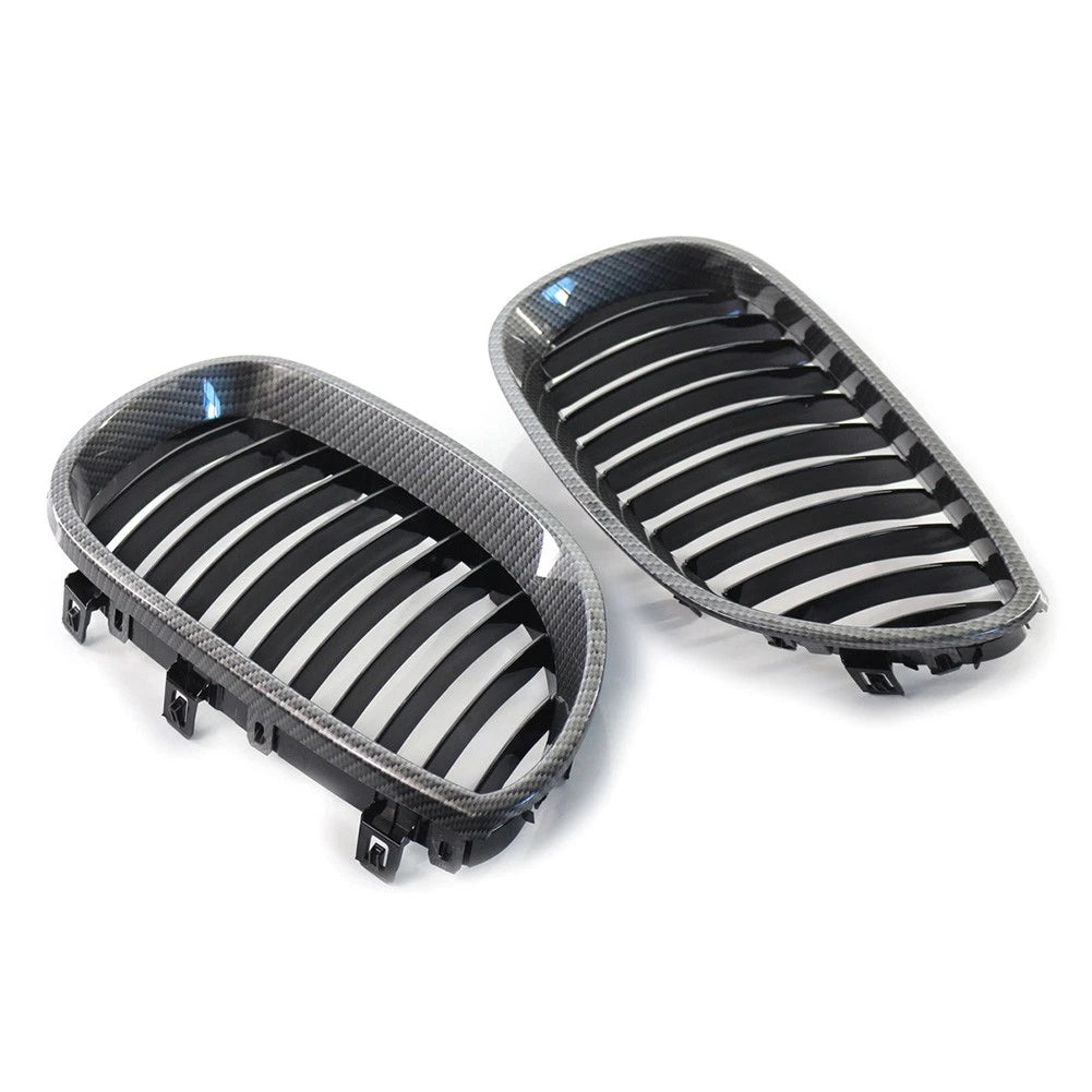 Front Kidney Grille Grill For BMW E60 E61 M5 5 Series 2004-2009 Carbon Pair US