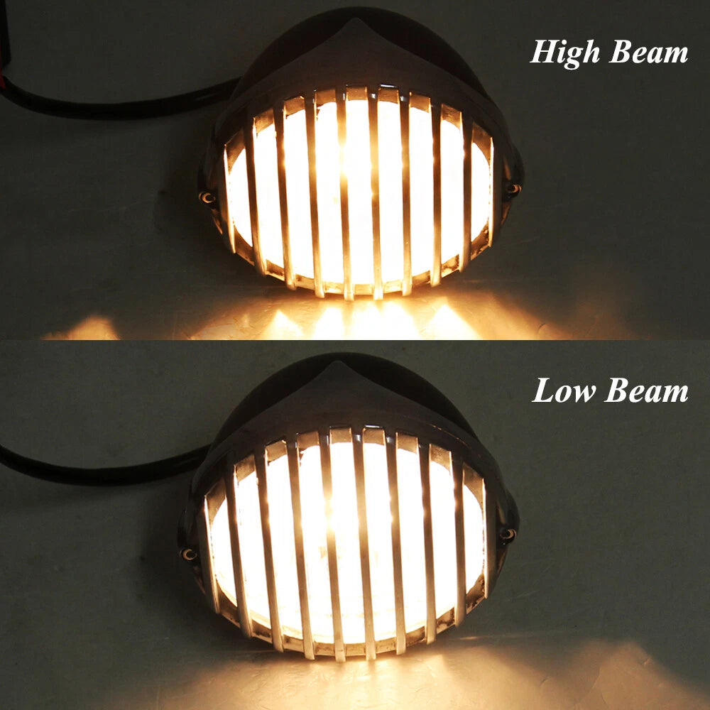 Motorcycle Headlight Finned Grill & Aluminum For Harley Bobber Chopper Custom US
