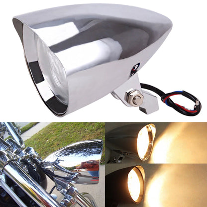 5.75" 5 3/4" Chrome Motorcycle Bullet Headlight Bucket Visor Tri-Bar For Harley