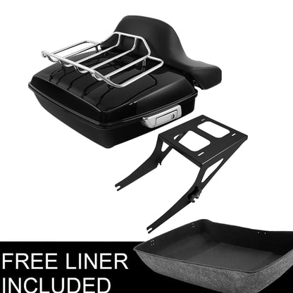 Chopped Trunk Two Up Mount Rack Backrest Pad Fit For Harley Fat Boy 2008-2016 15