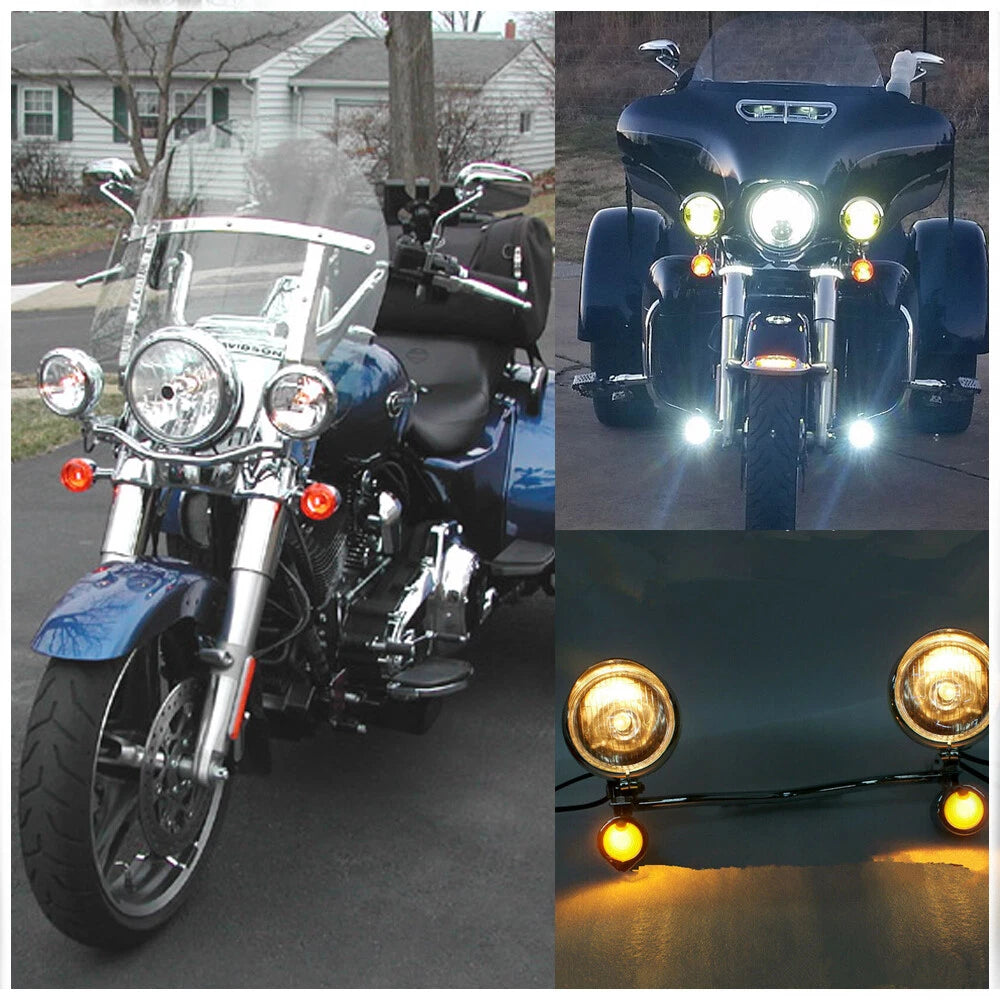 Motorcycle Driving Spot Fog Light Bar With Bracket Turn Signal For Harley Honda