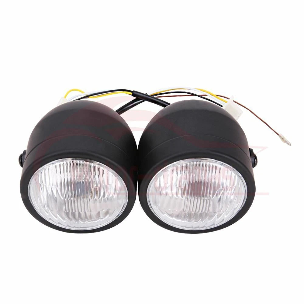 Twin Headlight Double Dual Lamps For Harley Softail Street Fighter Dirt Bike