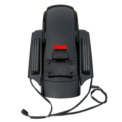 Black Hard Saddlebag LED Rear Fender Fit For Harley CVO Electra Road Glide 14-Up
