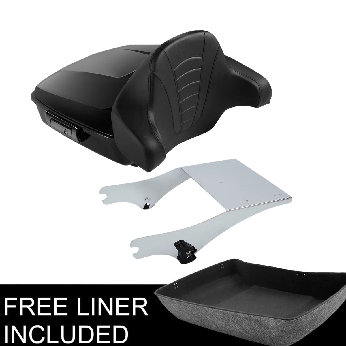 Black Chopped Trunk Pad Mount Rack For Harley Touring Street Road Glide 97-08 07