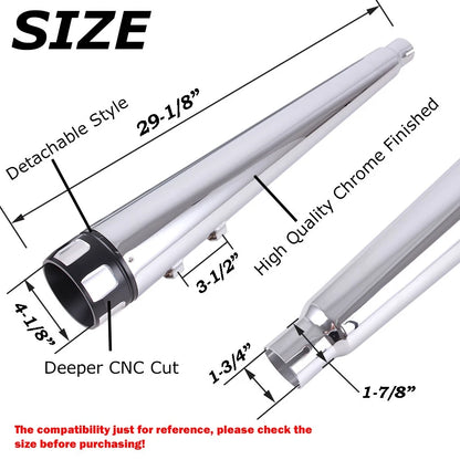 4" Chrome Slip on Mufflers Exhaust Pipes for Harley Touring Bagger Dresser 95-16