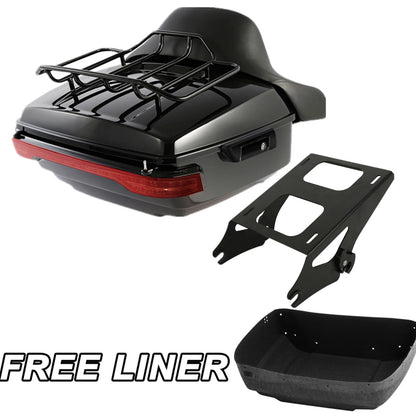 Black King Trunk Mount Rack Pad Tail Light Fit For Harley Touring 14+