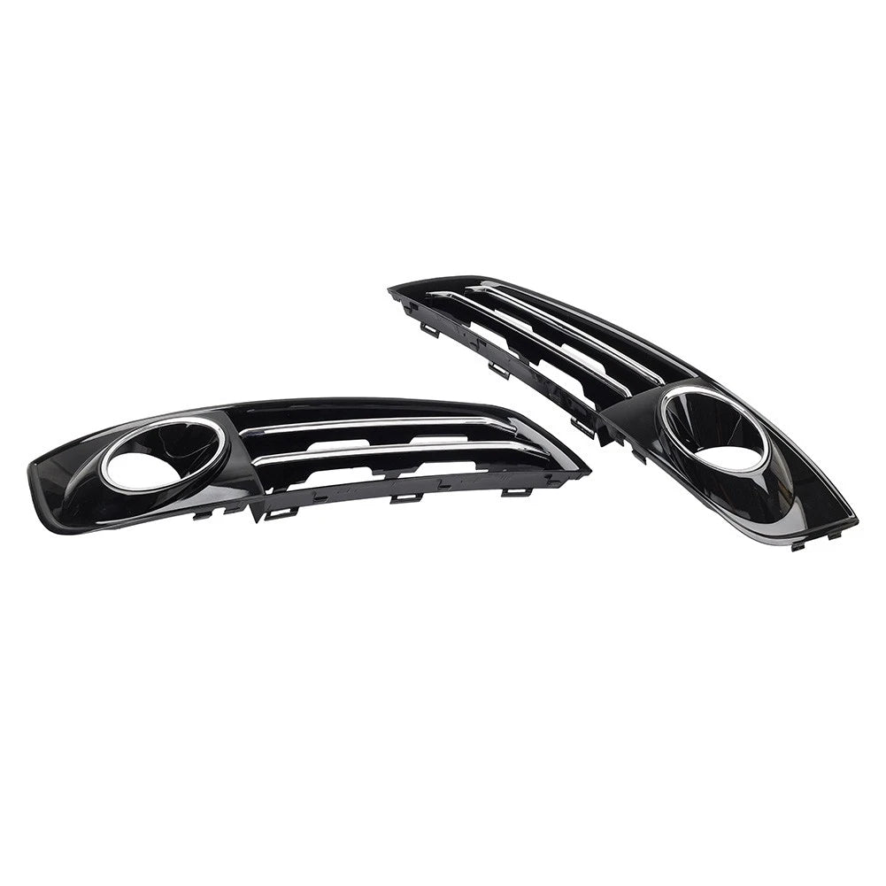 1 Pair Glossy Black Front Bumper Grille Fog Light Cover For Audi A8 D4 2011-2014
