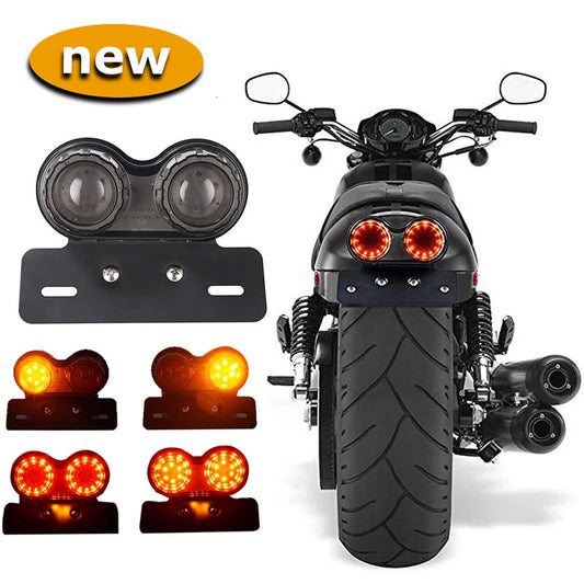 Motorcycle Tail Light LED Integrated Turn Signal Brake Indicator License Plate