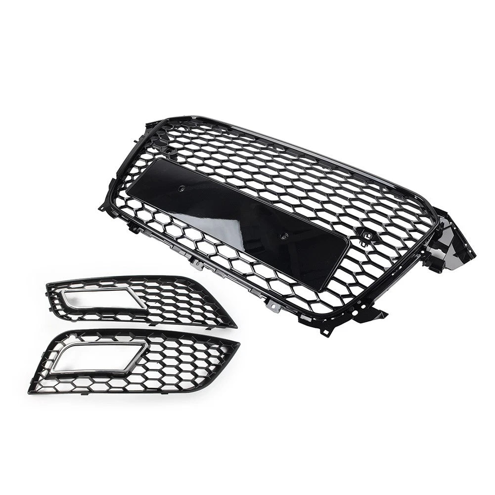 Front Hood Grille Fog Light Covers Honeycomb Style For Audi A4 2013-2016