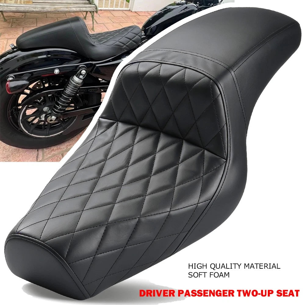 Two-up Seat For Harley Sportster Custom XL883C 2004-2010 For 2.3GAL-3.5GAL Tank