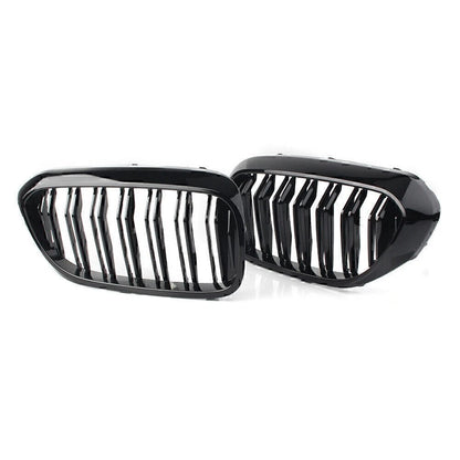 Pair Glossy Black Front Kidney Grille for BMW 5-series G30 Sedan 2017-Present