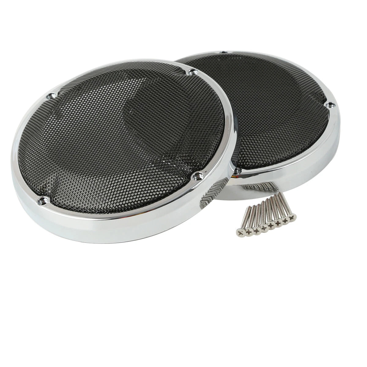 Chrome Ring 6.5" Saddlebag Lid Speaker Grill For Harley Davidson Touring 1983-24