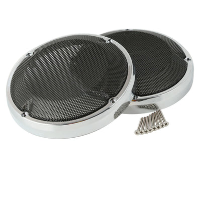 Chrome Ring 6.5" Saddlebag Lid Speaker Grill For Harley Davidson Touring 1983-24
