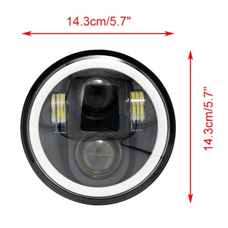 5-3/4 5.75 inch Round LED Headlight Halo Car Motorcycle DRL for Harley Dyna