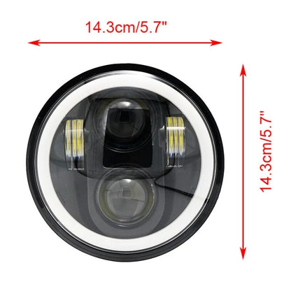 5-3/4 5.75 inch Round LED Headlight Halo Car Motorcycle DRL for Harley Dyna
