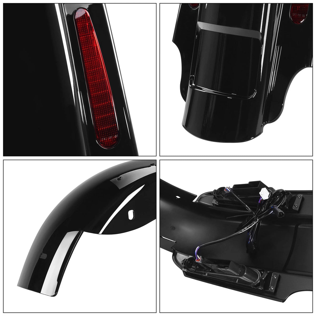 Stretched Hard Saddlebags LED Rear Fender System For Harley Electra Glide 93-08